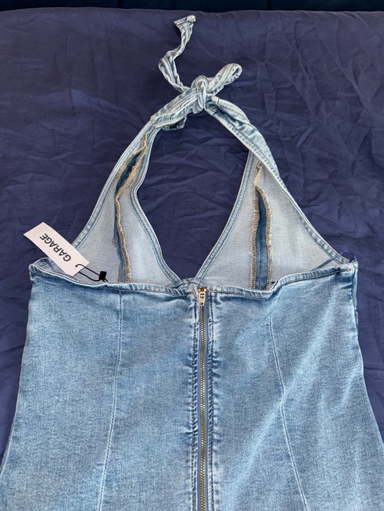 Garage Light Blue Denim Halter Dress - Picture 5 of 7